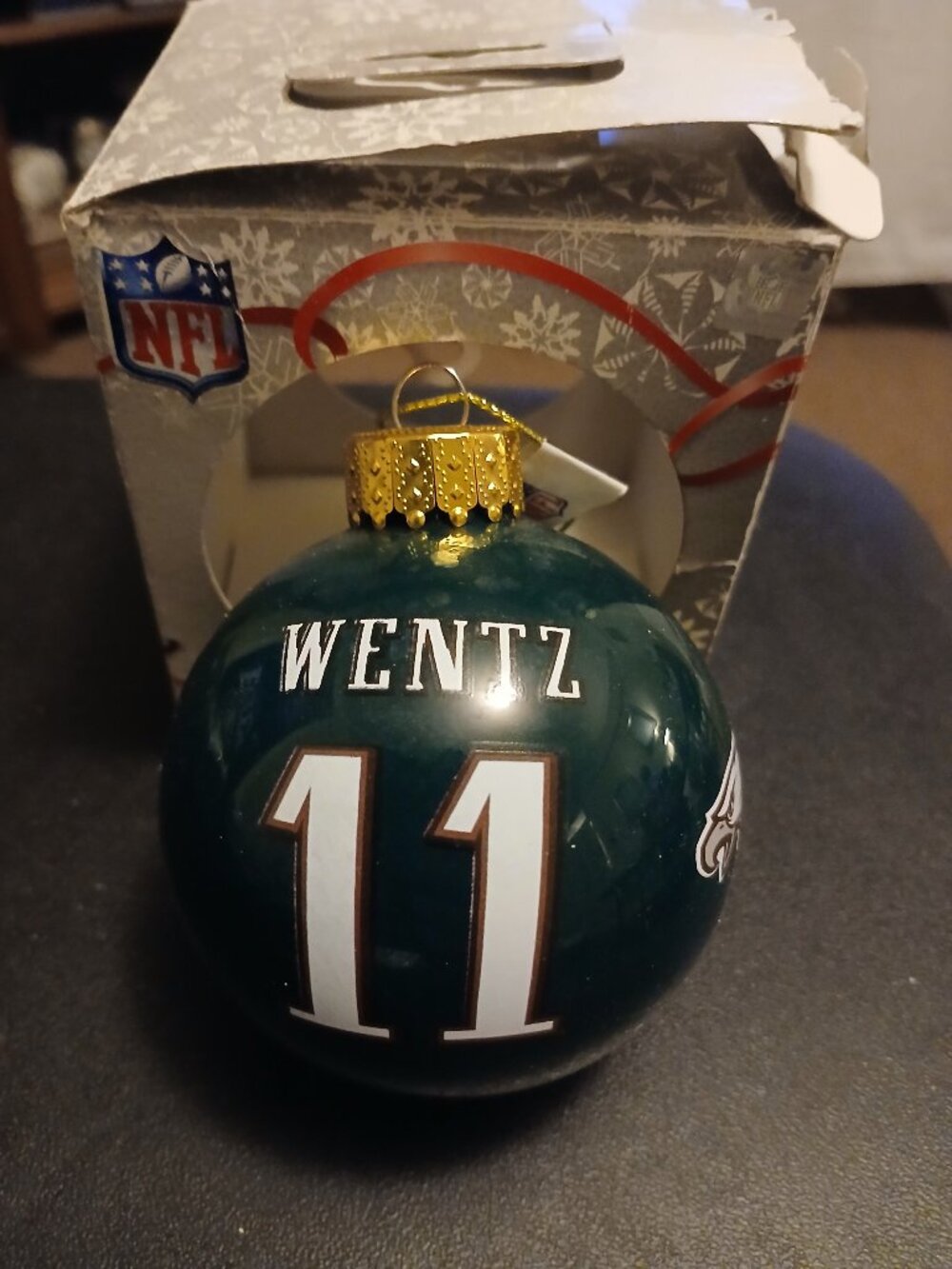 Carson Wentz #11 Philadelphia Eagles Green Christmas Ornament NFL Football